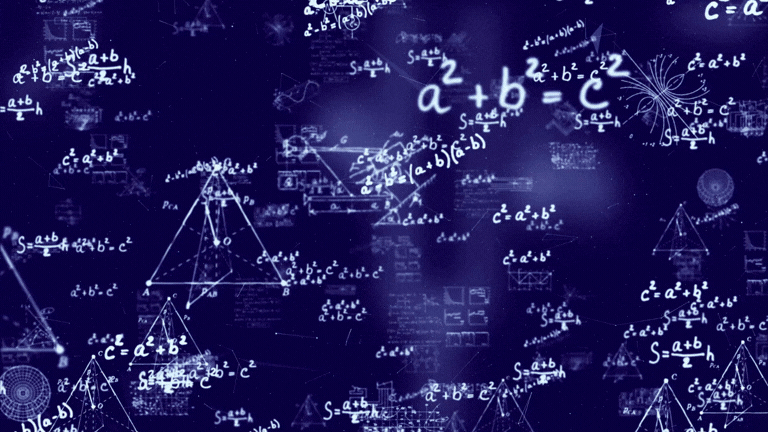 Animație educațională cu formule și elemente matematice